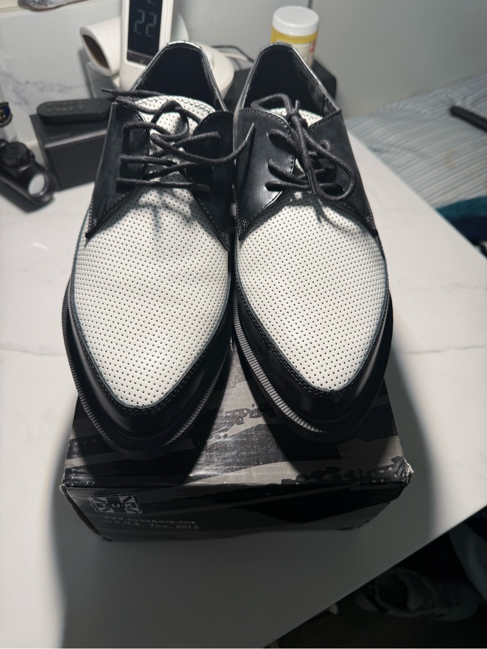T.U.K Black and White Perforated Oxfords